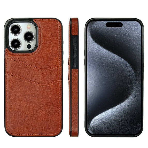 Allytech Wallet Case for iPhone 12 Pro Max - 2 Card Holder - Military Grade Drop Protection - Ultra Slim & Protective - Premium PU Leather Shockproof Phone Case for Women & Men - Brown