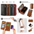 thumbnail image 1 of Allytech Wallet Case for iPhone 12 Pro Max,  for Women Men, Durable PU Leather Magnetic Flip Lanyard Strap Wristlet Zipper Card Holder Phone Case for iPhone 12 Pro Max,Brown, 1 of 9