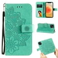 thumbnail image 1 of Allytech Wallet Case for iPhone 13 (5G), Embossed Floral PU Leather Drop Proof Anti-Lost Detachable Hand Strap Flip Stand Magnetic Snap Card Slots Case for iPhone 13 6.1" 2021, Green, 1 of 5