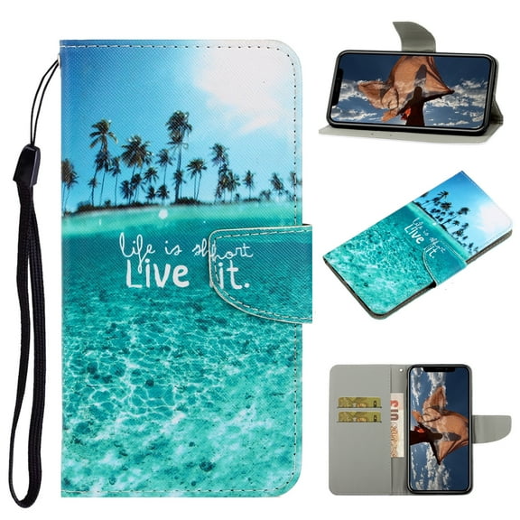 Allytech Wallet Case for iPhone 13 Pro 2021 Cover with Card Holder, Colorful PU Leather Folio Kickstand Feature Protective Magnetic Snap Case with Wrist Strap for iPhone 13 Pro 6.1", Live it