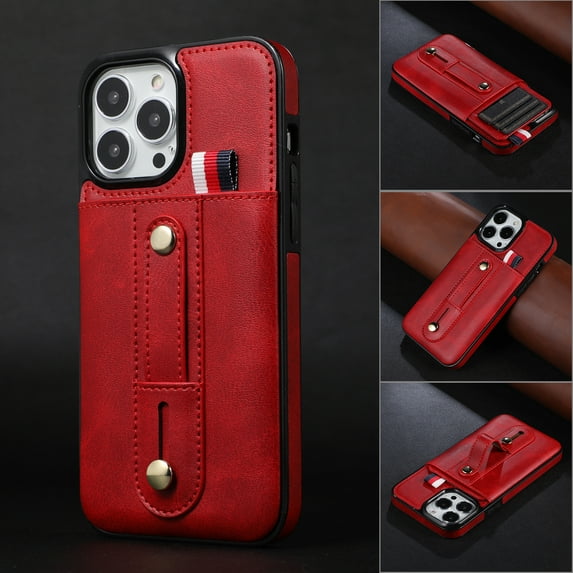 Allytech Wallet Case for iPhone 13 Pro 2021, Detachable Back Card Holder PU Leather Impact Resistant Shockproof Anti-Scratch Cover for iPhone 13 Pro 6.1" 5G 2021, Red