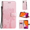 thumbnail image 1 of Allytech Wallet Case for iPhone 13 Pro 5G 6.1 inch 2021, Slim Premium Embossed Tree Cat Flowers PU Leather Flip Kickstand Magnetic Snap Hand Strap Case for iPhone 13 Pro 2021, Rosegold, 1 of 6
