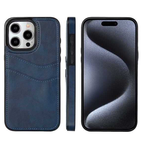 Allytech Wallet Case for iPhone 13 Pro Max - 2 Card Holder - Military Grade Drop Protection - Ultra Slim & Protective - Premium PU Leather Shockproof Phone Case for Women & Men - Blue