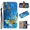thumbnail image 1 of Allytech Wallet Case for iPhone 13 Pro Max 2021 Cover with Card Holder, Colorful PU Leather Folio Kickstand Protective Magnetic Snap Case with Wrist Strap for iPhone 13 Pro Max 6.7", Gold Butterfly, 1 of 5