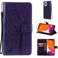 thumbnail image 1 of Allytech Wallet Case for iPhone 13 Pro Max 5G 6.7 inch 2021, Slim Premium Embossed Tree Cat Flowers PU Leather Flip Kickstand Magnetic Snap Hand Strap Case for iPhone 13 Pro Max 2021, Purple, 1 of 6