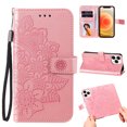 thumbnail image 1 of Allytech Wallet Case for iPhone 13 Pro Max (5G), Embossed Floral PU Leather Drop Proof Anti-Lost Detachable Hand Strap Flip Stand Magnetic Snap Card Slots Case for iPhone 13 Pro Max 6.7" 2021,Rosegold, 1 of 5
