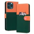 thumbnail image 1 of Allytech Wallet Case for iPhone 13 Pro Max with Cute Cartoon Pattern, 3 Card Slots + 1 Cash Slot + Wrist Strap, Premium PU Leather Stand Magnetic Clasp Shockproof Protective Case, Darkgreen, 1 of 8