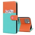 thumbnail image 1 of Allytech Wallet Case for iPhone 13 mini with Cute Cartoon Pattern, 3 Card Slots + 1 Cash Slot + Wrist Strap, Premium PU Leather Stand Magnetic Clasp Shockproof Protective Case, Skyblue, 1 of 8