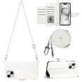 thumbnail image 1 of Allytech Wallet Case for iPhone 14 with Card Cash Slots, Luxury Premium PU Leather Kickstand Shoulder Strap Lanyard Shockproof Anti-Fall Full Body Protective Flip Shell - White, 1 of 8