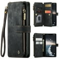 thumbnail image 1 of Allytech Wallet Case for iPhone 14, Card Slots + Cash Slot + Zipper Pocket Large Capacity PU Leather Case with Hand Strap, [All-Round Shockproof] Wireless Charging Kickstand Case, Black, 1 of 10