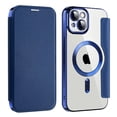 thumbnail image 1 of Allytech Wallet Case for iPhone 14 with Card Slots & Lens Protector, Compatible with MagSafe, Slim Shockproof Anti-Scratch Clear Back Panel [RFID Blocking] Case - Darkblue, 1 of 7