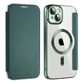 thumbnail image 1 of Allytech Wallet Case for iPhone 14 with Card Slots & Lens Protector, Compatible with MagSafe, Slim Shockproof Anti-Scratch Clear Back Panel [RFID Blocking] Case - Darkgreen, 1 of 7