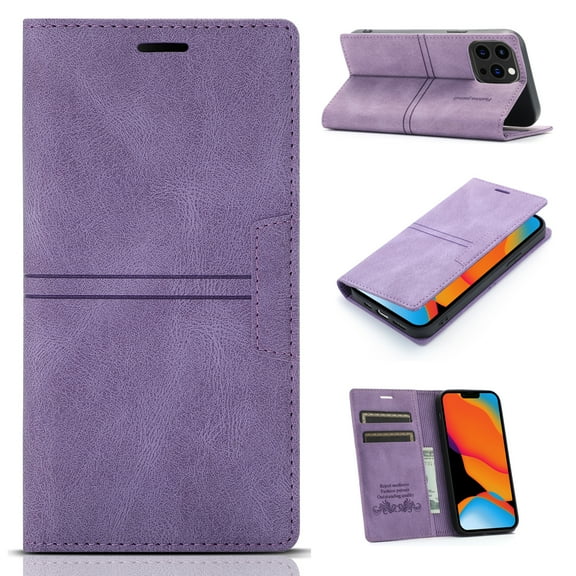 Allytech Wallet Case for iPhone 14 Plus 6.7 inch 2022 Released, Kickstand Card Slots Magnetic Closure Folio Flip PU Leather Protective Case for Apple iPhone 14 Plus 5G, Purple