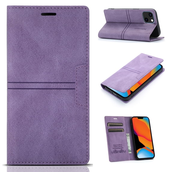 Allytech Wallet Case for iPhone 14 Plus 6.7 inch 2022 Released, Kickstand Card Slots Magnetic Closure Folio Flip PU Leather Protective Case for Apple iPhone 14 Plus 5G, Purple