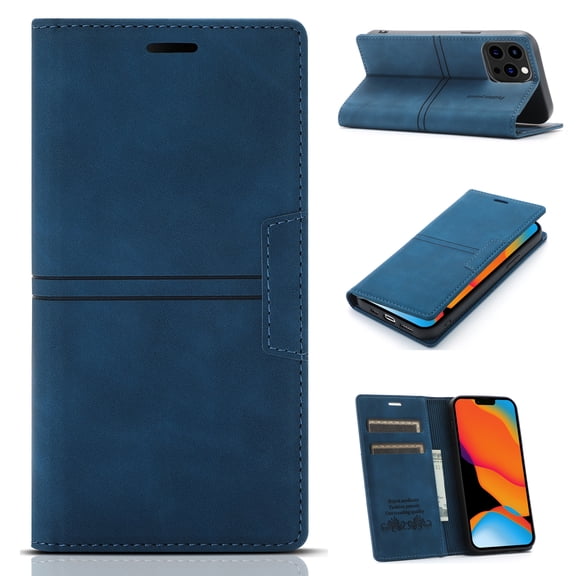 Allytech Wallet Case for iPhone 14 Pro 6.1 inch 2022 Released, Kickstand Card Slots Magnetic Closure Folio Flip PU Leather Protective Case for Apple iPhone 14 Pro 5G, Blue