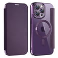 thumbnail image 1 of Allytech Wallet Case for iPhone 14 Pro with Card Slots & Lens Protector, Compatible with MagSafe, Slim Shockproof Anti-Scratch Clear Back Panel [RFID Blocking] Case - Purple, 1 of 7