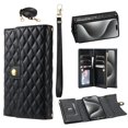 thumbnail image 1 of Allytech Wallet Case for iPhone 14 with Wrist & Shoulder Strap, [7 Card Slots] [Full Body Protection] Luxury PU Leather Zipper Wallet Metal Buttons Kickstand Shockproof Case, Black, 1 of 9