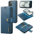 thumbnail image 1 of Allytech Wallet Case for iPhone 15 with 3 Card Slots & Cash Pocket, 2 in 1 Detachable Strong Magnetic Case, Retro PU Leather Shockproof Magnetic Clasp Slim Protective Shell - Blue, 1 of 8