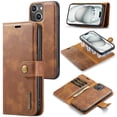 thumbnail image 1 of Allytech Wallet Case for iPhone 15 with 3 Card Slots & Cash Pocket, 2 in 1 Detachable Strong Magnetic Case, Retro PU Leather Shockproof Magnetic Clasp Slim Protective Shell - Brown, 1 of 8