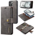 thumbnail image 1 of Allytech Wallet Case for iPhone 15 with 3 Card Slots & Cash Pocket, 2 in 1 Detachable Strong Magnetic Case, Retro PU Leather Shockproof Magnetic Clasp Slim Protective Shell - Gray, 1 of 8
