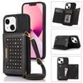 thumbnail image 1 of Allytech Wallet Case for iPhone 15, Bling PU Leather RFID Blocking Kickstand Case with Shoulder Strap & Card Slots, Anti-Fall Shockproof Full Body Protection Case for Women Girls, Black, 1 of 8