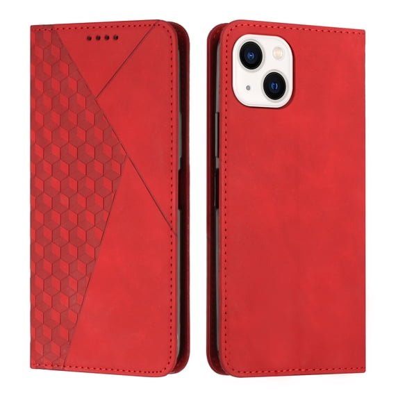 Allytech Wallet Case for iPhone 15 with Card Cash Slots & Kickstand, Luxury PU Leather Soft TPU Inner Shockproof Anti-Fall Anti-Scratch Magnetic Closure Slim Case for iPhone 15, Red