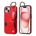thumbnail image 1 of Allytech Wallet Case for iPhone 15, [Card Slot] [Ring Buckle] [Adjustable Wristband with Snap Buckles] Premium PU Leather Kickstand Shockproof Case Cover for Women Men - Red, 1 of 10