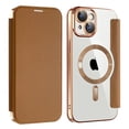 thumbnail image 1 of Allytech Wallet Case for iPhone 15 Plus with Card Slots & Lens Protector, Compatible with MagSafe, Slim Shockproof Anti-Scratch Clear Back Panel [RFID Blocking] Case - Brown, 1 of 7