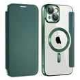 thumbnail image 1 of Allytech Wallet Case for iPhone 15 Plus with Card Slots & Lens Protector, Compatible with MagSafe, Slim Shockproof Anti-Scratch Clear Back Panel [RFID Blocking] Case - Darkgreen, 1 of 7