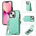 thumbnail image 1 of Allytech Wallet Case for iPhone 15 Plus with Hidden Make Up Mirror & Shoulder Strap & Magnetic Button, Premium PU Leather RFID Blocking Kickstand Card Slots Fashion Protective Case - Green, 1 of 11