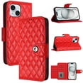 thumbnail image 1 of Allytech Wallet Case for iPhone 15 Plus, Luxury PU Leather Shockproof Protective Flip Cover for Women Girls, Kickstand Folio Case with Card Slots Holder Wrist Strap Lanyard - Red, 1 of 7