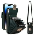 thumbnail image 1 of Allytech Wallet Case for iPhone 15 Plus with Shoulder Strap, Accordion Card Holder Premium PU Leather Cover, Hardware Buckle Kickstand Anti-Drop & Anti-Scratch Case for iPhone 15 Plus - Green, 1 of 9