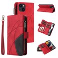 thumbnail image 1 of Allytech Wallet Case for iPhone 15 Plus with Zipper Pocket & 9 Card Slots & Wrist Strap, Fashion PU Leather Kickstand Magnetic Closure Shockproof Non-Slip Case for Women Men - Red, 1 of 11