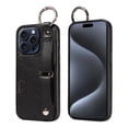 thumbnail image 1 of Allytech Wallet Case for iPhone 15 Pro, [Card Slot] [Ring Buckle] [Adjustable Wristband with Snap Buckles] Premium PU Leather Kickstand Shockproof Case Cover for Women Men - Black, 1 of 10