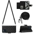 thumbnail image 1 of Allytech Wallet Case for iPhone 15 Pro Max with Card Cash Slots, Luxury Premium PU Leather Kickstand Shoulder Strap Lanyard Shockproof Anti-Fall Full Body Protective Flip Shell - Black, 1 of 6