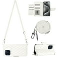 thumbnail image 1 of Allytech Wallet Case for iPhone 15 Pro Max with Card Cash Slots, Luxury Premium PU Leather Kickstand Shoulder Strap Lanyard Shockproof Anti-Fall Full Body Protective Flip Shell - White, 1 of 6