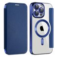 thumbnail image 1 of Allytech Wallet Case for iPhone 15 Pro Max with Card Slots & Lens Protector, Compatible with MagSafe, Slim Shockproof Anti-Scratch Clear Back Panel [RFID Blocking] Case - Darkblue, 1 of 7