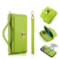 thumbnail image 1 of Allytech Wallet Case for iPhone 15 Pro Max with Card Slots & Zipper Pocket, [RFID Blocking] [Wireless Charging] [Hand Strap & Shoulder Strap & Mirror] PU Leather Protective Magnetic Case, Green, 1 of 14