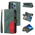 thumbnail image 1 of Allytech Wallet Case for iPhone 15 Pro Max with Zipper Pocket & 9 Card Slots & Wrist Strap, Fashion PU Leather Kickstand Magnetic Closure Shockproof Non-Slip Case for Women Men - Green, 1 of 11
