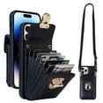 thumbnail image 1 of Allytech Wallet Case for iPhone 15 Pro with Shoulder Strap, Accordion Card Holder Premium PU Leather Cover, Hardware Buckle Kickstand Anti-Drop & Anti-Scratch Case for iPhone 15 Pro - Darkblue, 1 of 9