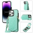 thumbnail image 1 of Allytech Wallet Case for iPhone 16 with Hidden Make Up Mirror & Shoulder Strap & Magnetic Button, Premium PU Leather RFID Blocking Kickstand Card Slots Fashion Protective Case - Green, 1 of 11