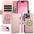 thumbnail image 1 of Allytech Wallet Case for iPhone 16 Pro Max, [Support Wireless Charging], Luxury PU Leather Kickstand Magnetic Clasp Cover with Card Slots & Cash Pocket, Shockproof Anti-Drop Protective Shell - Pink, 1 of 7