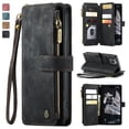 thumbnail image 1 of Allytech Wallet Case for iPhone 6s/6, Card Slots + Cash Slot + Zipper Pocket Large Capacity PU Leather Case with Hand Strap, [All-Round Shockproof] Wireless Charging Kickstand Case, Black, 1 of 10