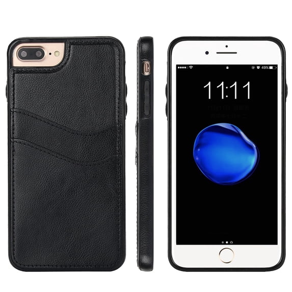 Allytech Wallet Case for iPhone 7 / 8 / SE 2022 & 2020 - 2 Card Holder - Military Grade Drop Protection - Ultra Slim & Protective - Premium PU Leather Shockproof Phone Case for Women & Men - Black