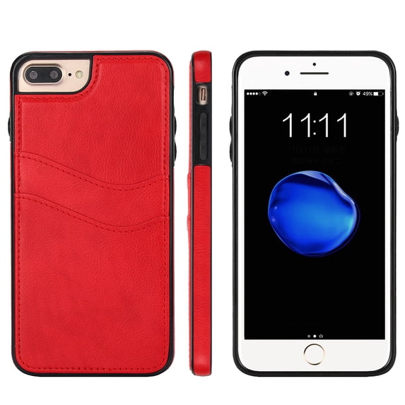 Allytech Wallet Case for iPhone 7 / 8 / SE 2022 & 2020 - 2 Card Holder - Military Grade Drop Protection - Ultra Slim & Protective - Premium PU Leather Shockproof Phone Case for Women & Men - Red