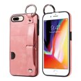 thumbnail image 1 of Allytech Wallet Case for iPhone 8 Plus/7 Plus, [Card Slot] [Ring Buckle] [Adjustable Wristband with Snap Buckles] Premium PU Leather Kickstand Shockproof Case Cover for Women Men - Pink, 1 of 10
