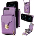 thumbnail image 1 of Allytech Wallet Case for iPhone 8 Plus/7 Plus, [Large Capacity] Wallet Case with Card Slots & Zipper Pocket, Premium PU Leather Metal Snap Kickstand Shockproof Case with Shoulder Strap, Purple, 1 of 6