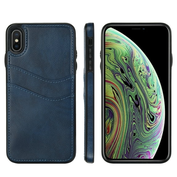 Allytech Wallet Case for iPhone XS/X - 2 Card Holder - Military Grade Drop Protection - Ultra Slim & Protective - Premium PU Leather Shockproof Phone Case for Women & Men - Blue