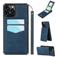 thumbnail image 1 of Allytech Wallet Case for iPhone Xs Max 6.5 inch 2018, Flip Soft Synthetic Leather Drop Proof Magnetic Clasp Kickstand Anti-Lost Lanyard Strap [7 Card Slots] Cover for iPhone Xs Max, Blue, 1 of 2