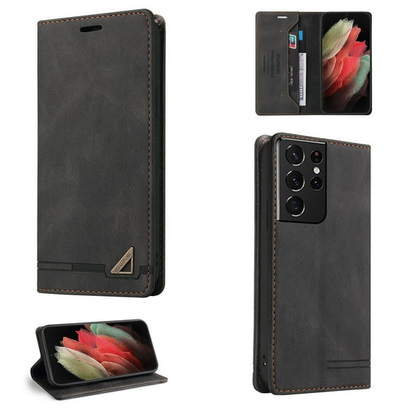 Allytech Wallet Cover for Samsung S21 Ultra Case, Shockproof PU Leather Kickstand Wallet Card RFID Blocking Magnetic Folio Holder, Book Style Anti-Scratch Phone Case For Samsung Galaxy S21 Ultra,Black